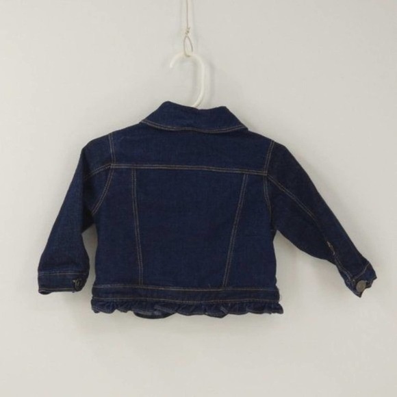 Lucky Brand Zip Up Jean Jacket with Flower Embroidery Blue Toddler Size 12M - Picture 2 of 6